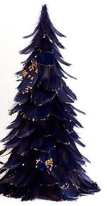 Feather Tree With Glitter Tips 12 inch -- --Navy/Gold Glitter