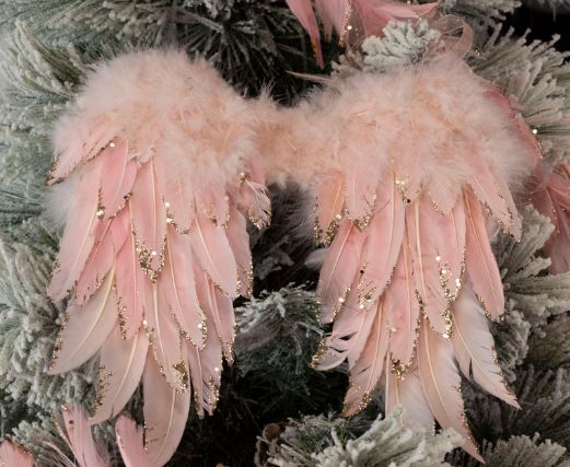 Angel Wing Ornament Tipped With Glitter 5 x 6 inch --Champage/Gold Glitter
