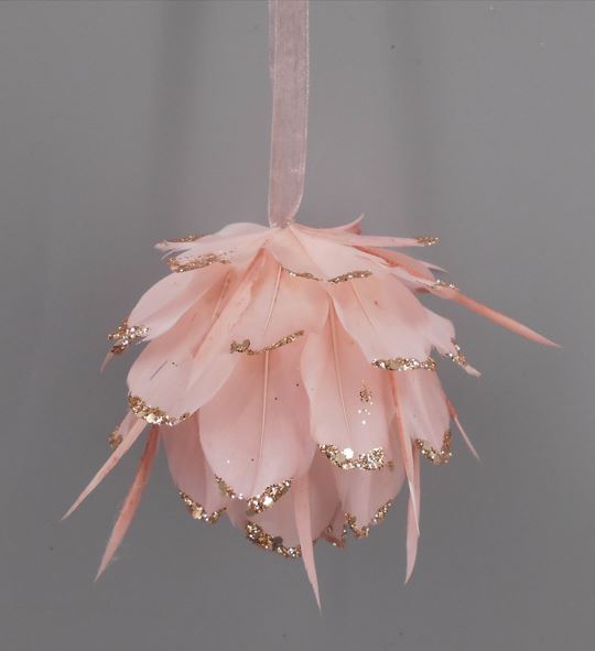 Ornament Ball Tipped With Glitter 4 inch --Champagne/Gold Glitter