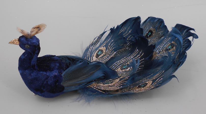 Bird Ornament Clip 9 inch --Navy/Gold