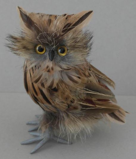 Feather Owl Decor 3 x 5 inch --Natural Brown