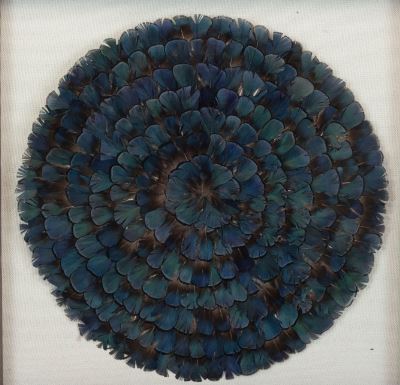 Feather Placemat Lady Amherst Bronze Iridescent 16 inch Dia --Natural