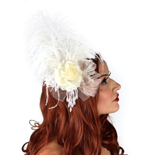 Victorian Ostrich Fascinator  --Ivory