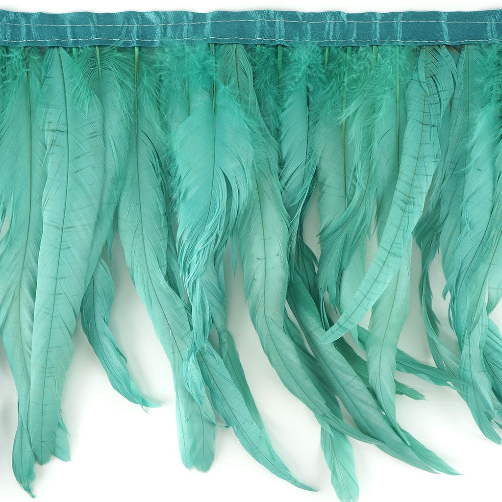 Rooster Coque Fringe With Bias 10-12 inch   1yd Bolt --Aquamarine
