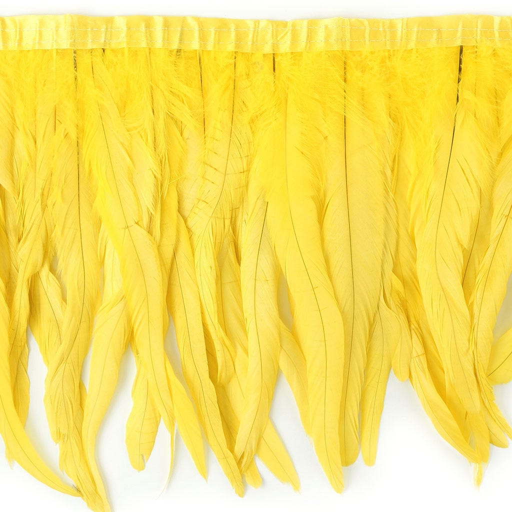 Rooster Coque Fringe With Bias 10-12 inch   1yd Bolt --Bright Yellow