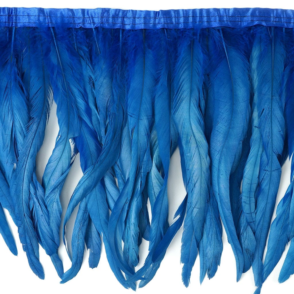 Rooster Coque Fringe With Bias 10-12 inch   1yd Bolt --Dark Turquoise