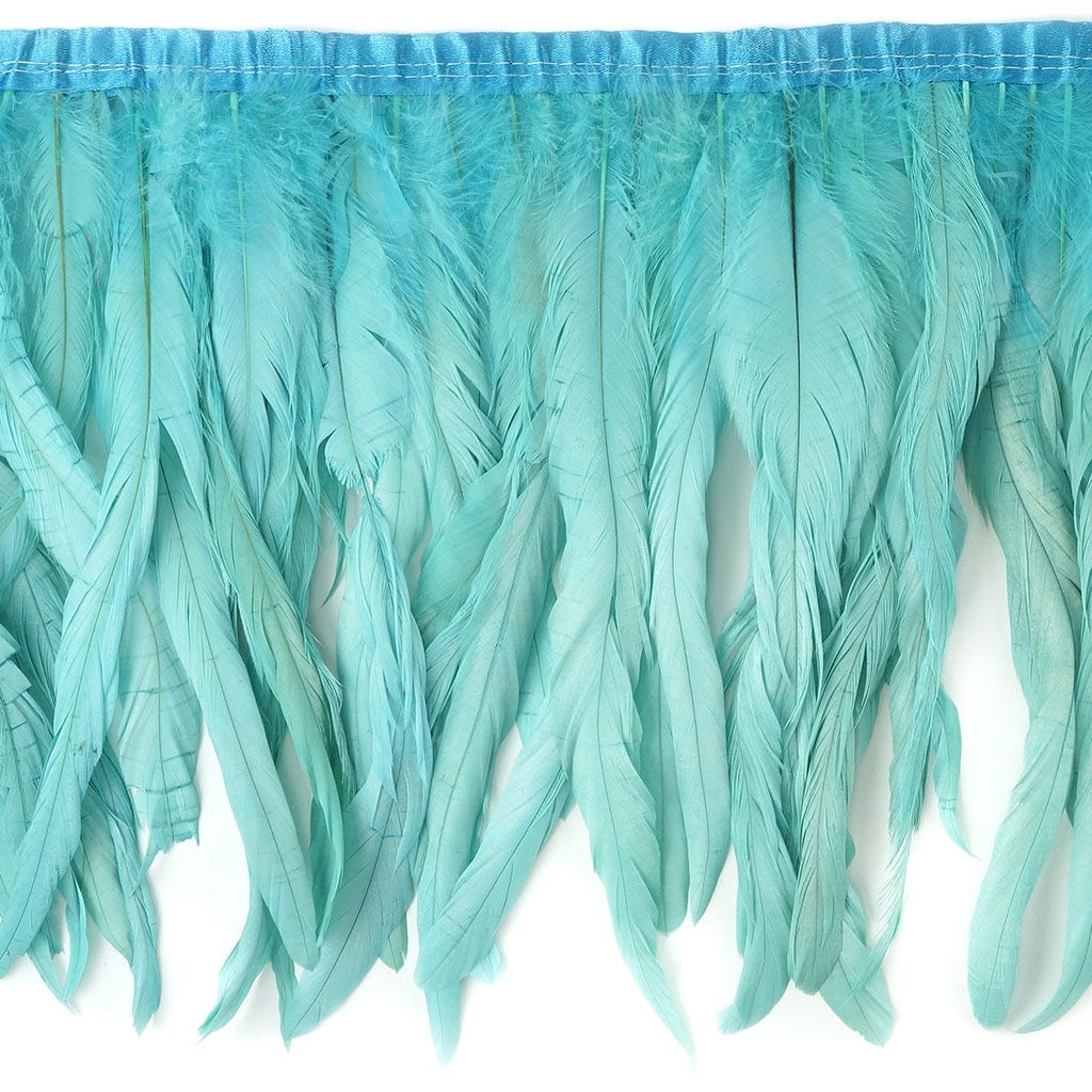 Rooster Coque Fringe With Bias 10-12 inch   1yd Bolt --Light Turquoise