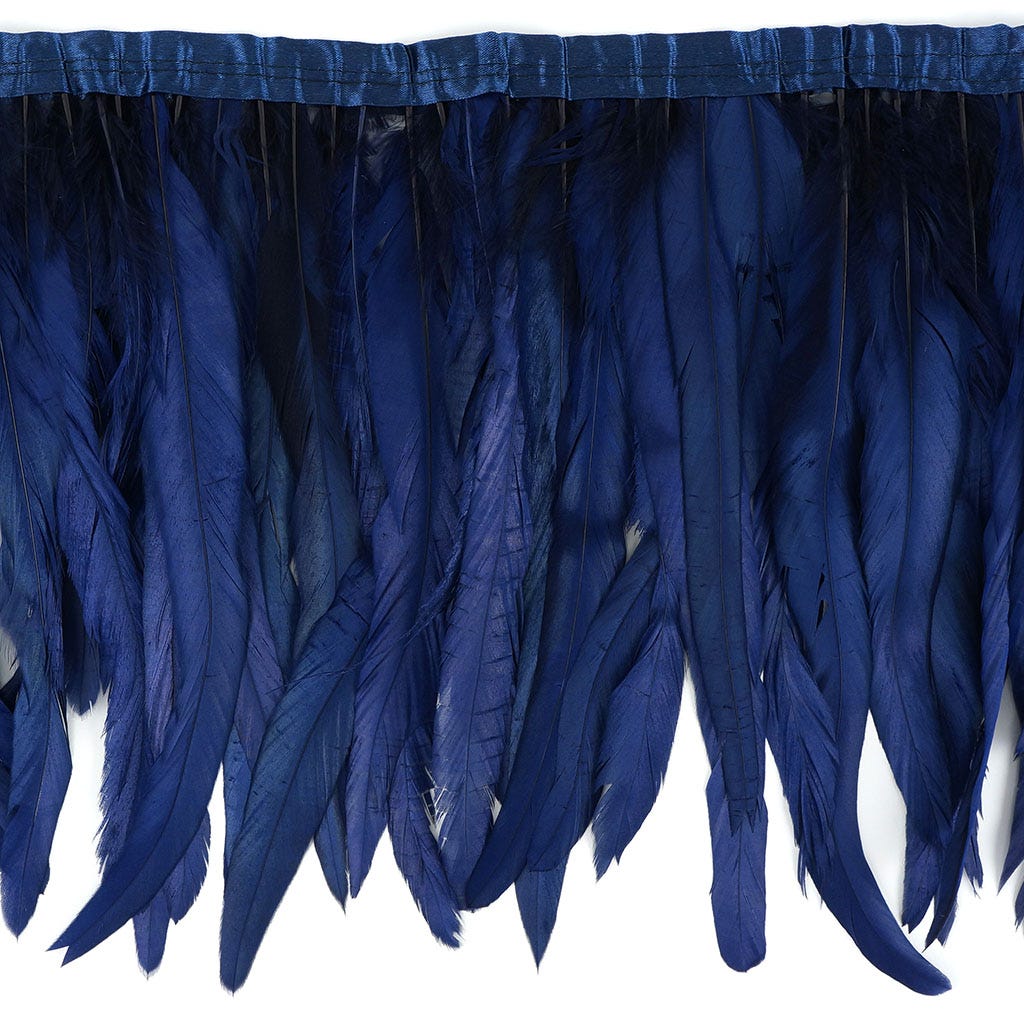 Rooster Coque Fringe With Bias 10-12 inch   1yd Bolt --Navy