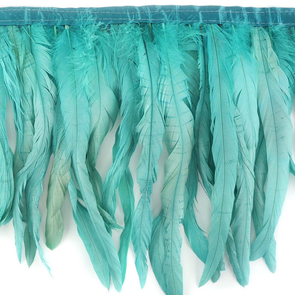 Rooster Coque Fringe With Bias 10-12 inch   1yd Bolt --Seafoam