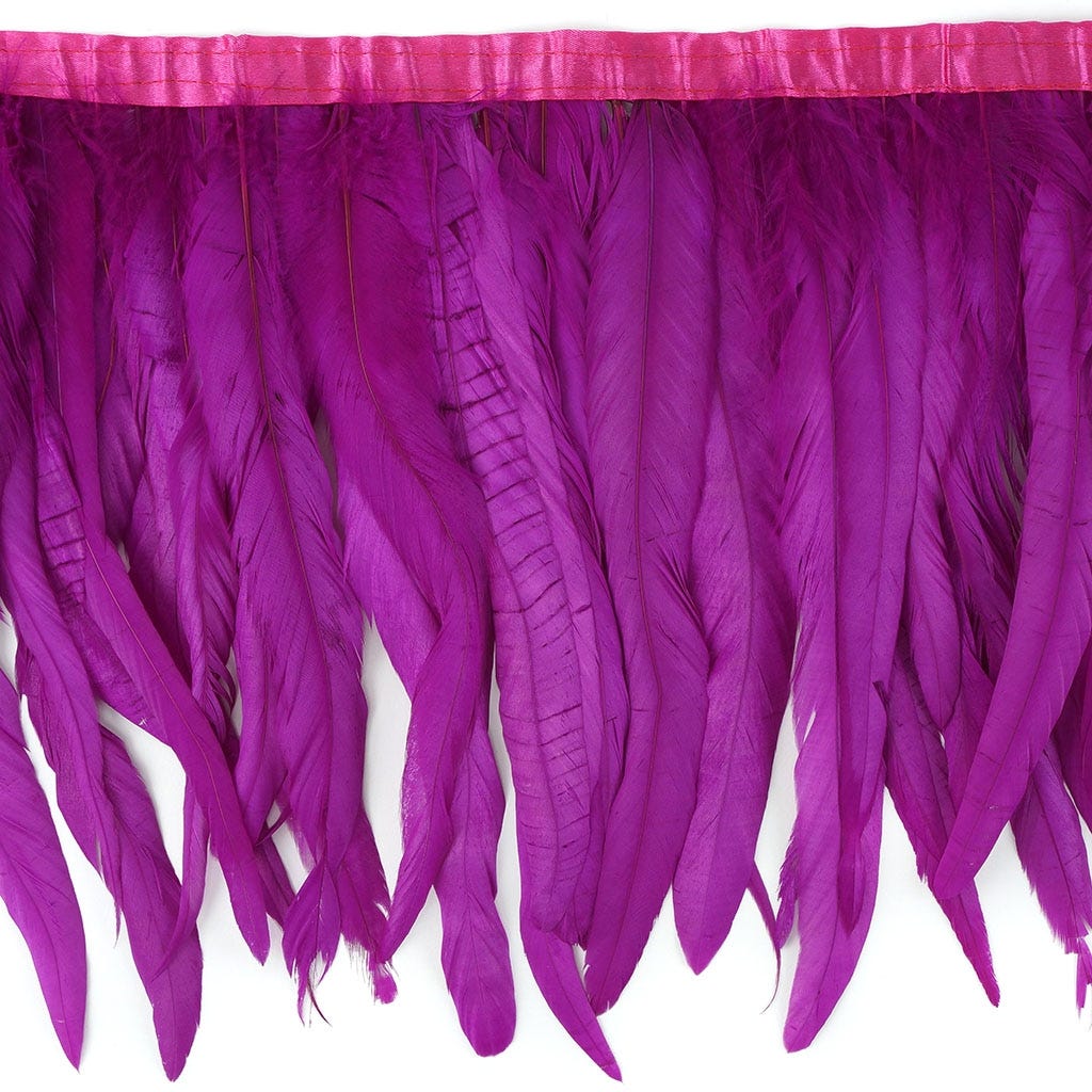 Rooster Coque Fringe With Bias 10-12 inch   1yd Bolt --Very Berry