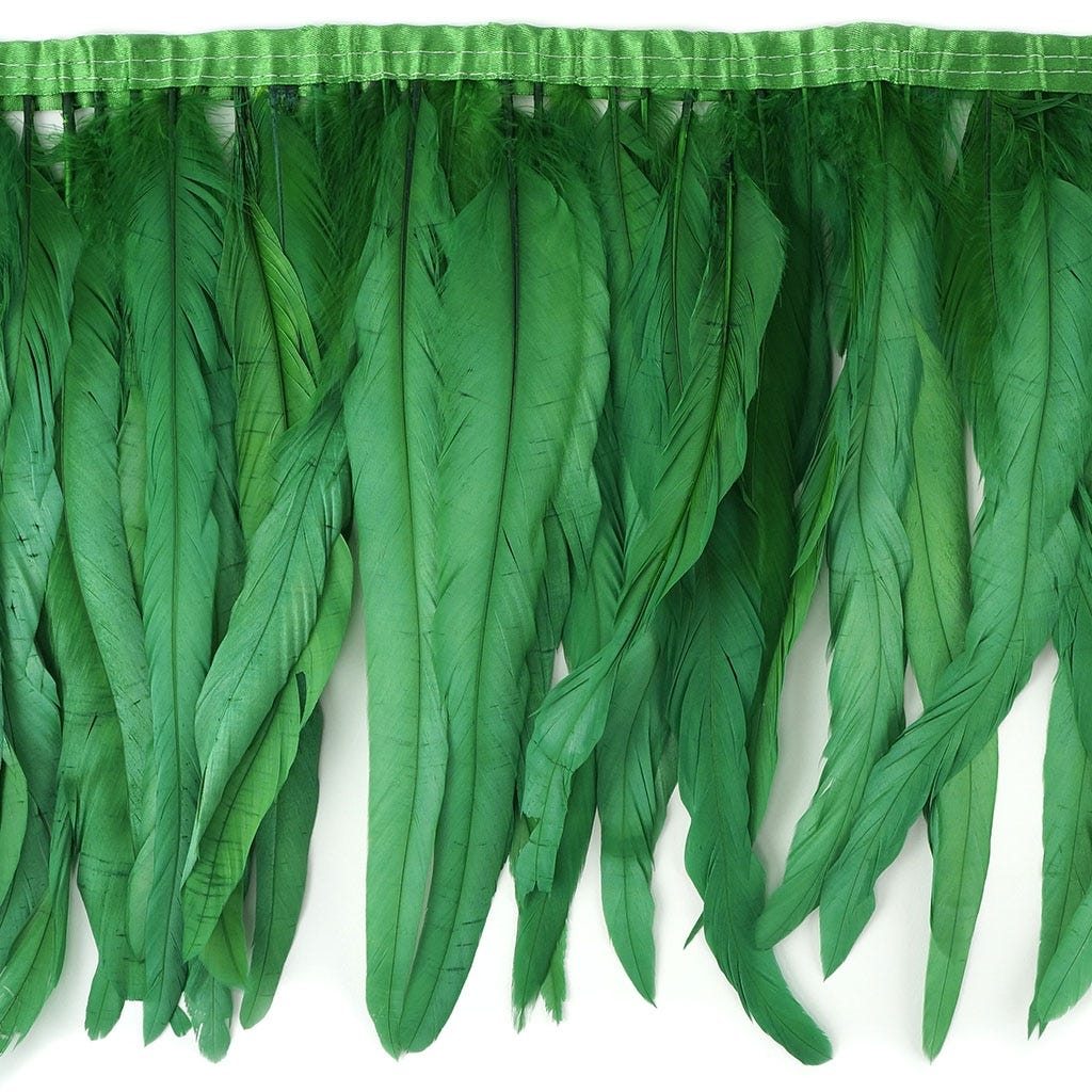 Rooster Coque Fringe With Bias 12-14 inch   1yd Bolt --Kelly