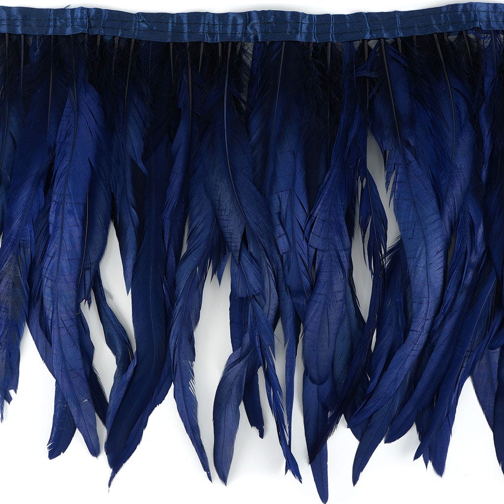Rooster Coque Fringe With Bias 12-14 inch   1yd Bolt --Navy