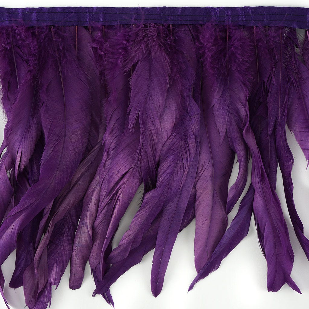 Rooster Coque Fringe With Bias 12-14 inch   1yd Bolt --Purple