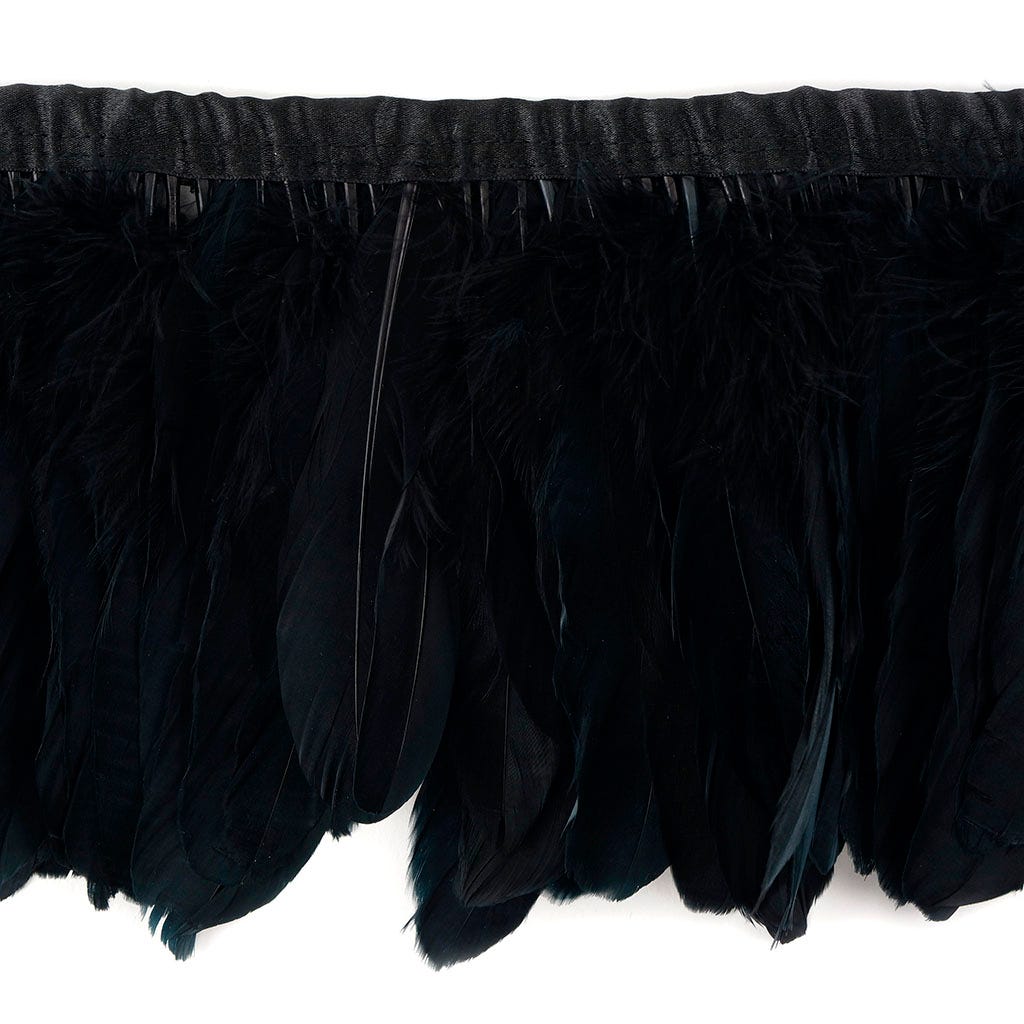 Goose Pallets Parried Fringe With Bias 6 inch   1yd Bolt --Black