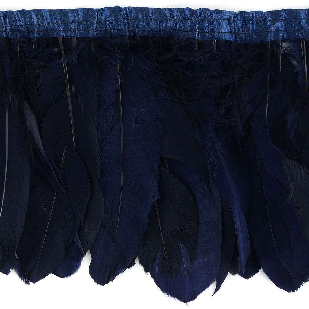 Goose Pallets Parried Fringe With Bias 6 inch   1yd Bolt --Navy