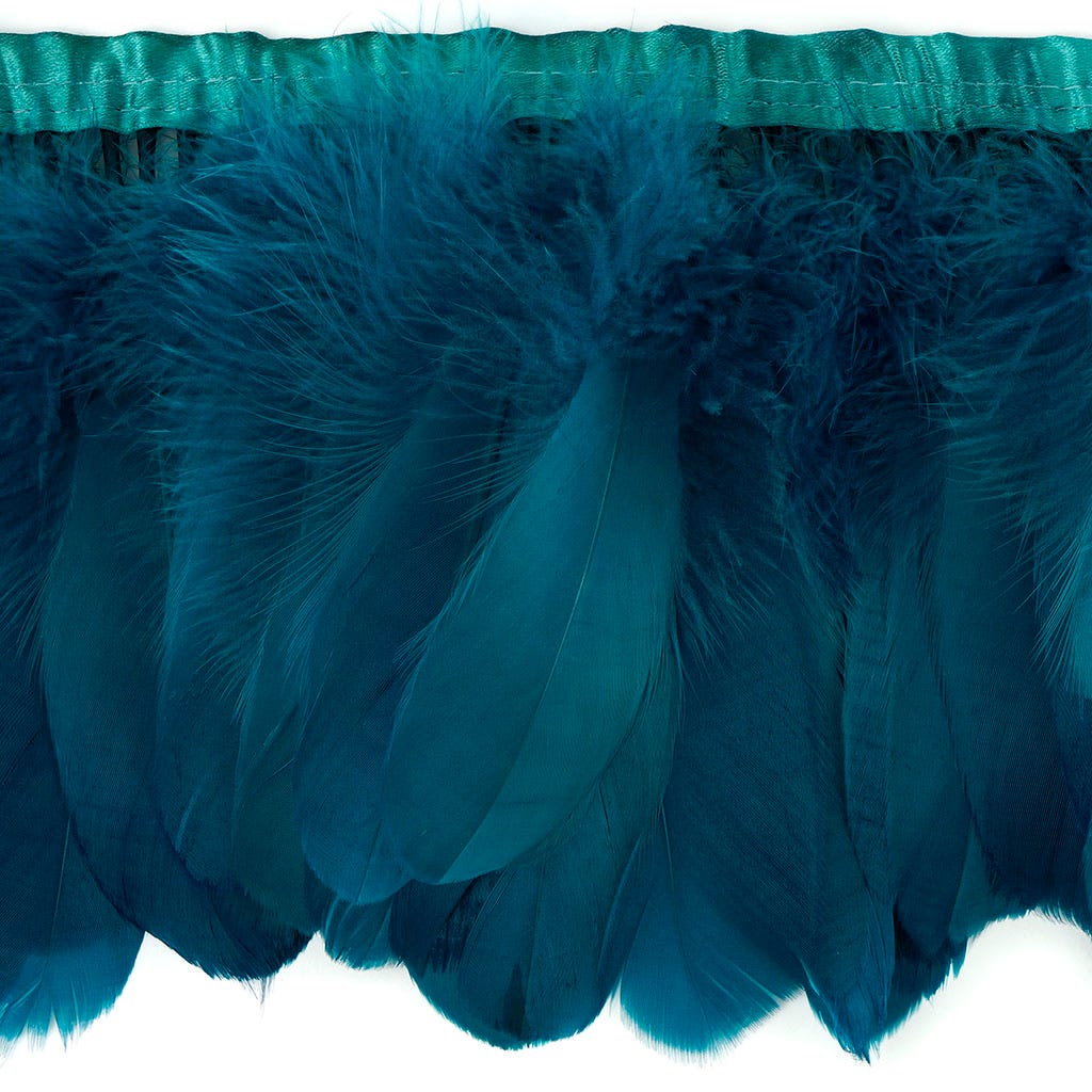 Goose Pallets Parried Fringe With Bias 6 inch   1yd Bolt --Peacock Blue
