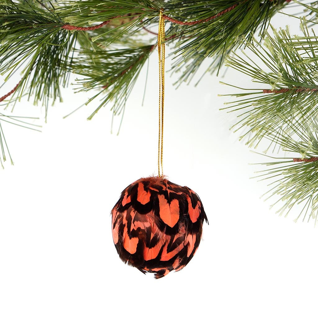Venery Pheasant Ornament Dyed 2 inch --Coral