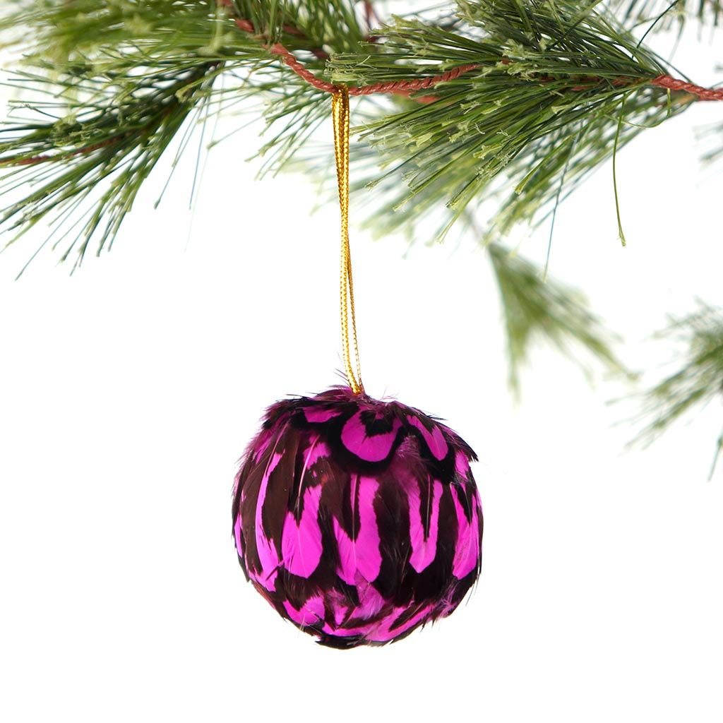 Venery Pheasant Ornament Dyed 2 inch --Very Berry