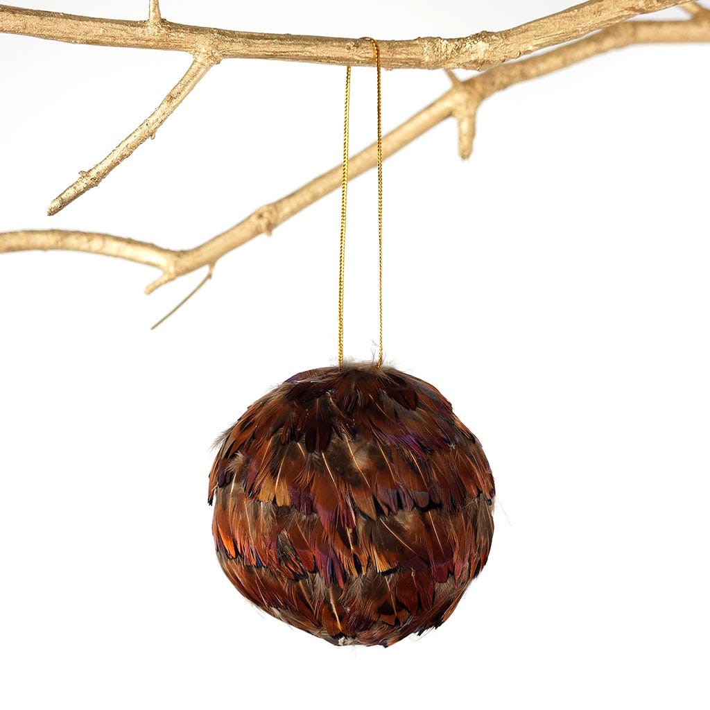 Ringneck Dark Heart Pheasant Ornament 3 inch --Natural