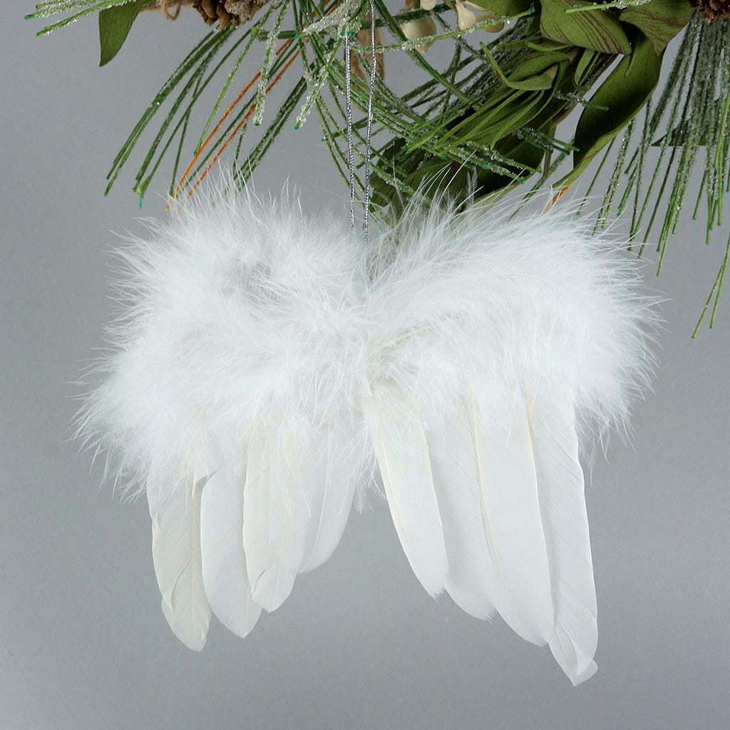 Feather Angel Ornament 5 inch --White