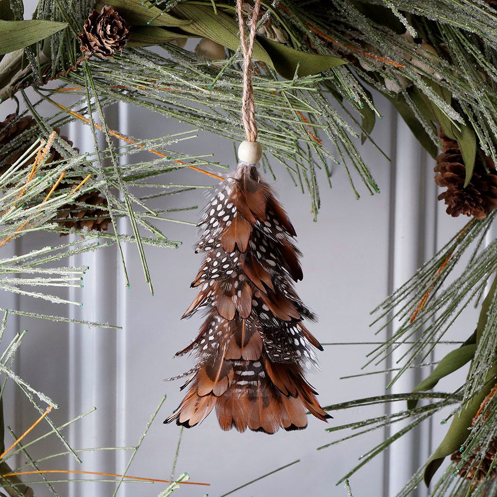 Mini Pheasant/Guinea Feather Tree 4-4.5 inch --Natural