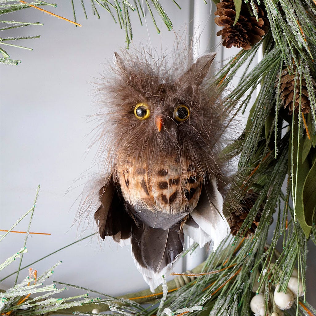 Owl Ornament 5-5.5 inch --Natural