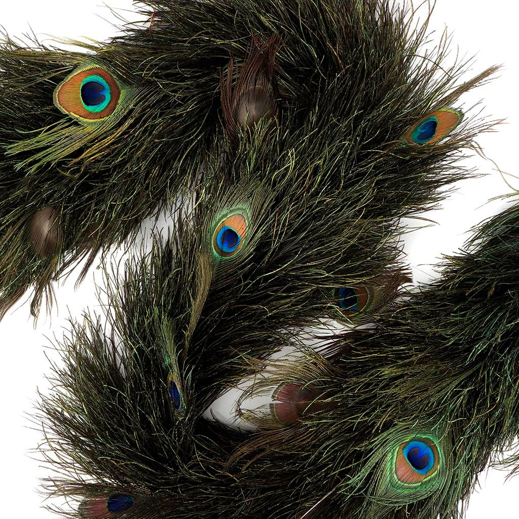 Peacock Flue Boa With Peacock Eyes 12-14 inch Diameter   2yd --Natural Iridescent