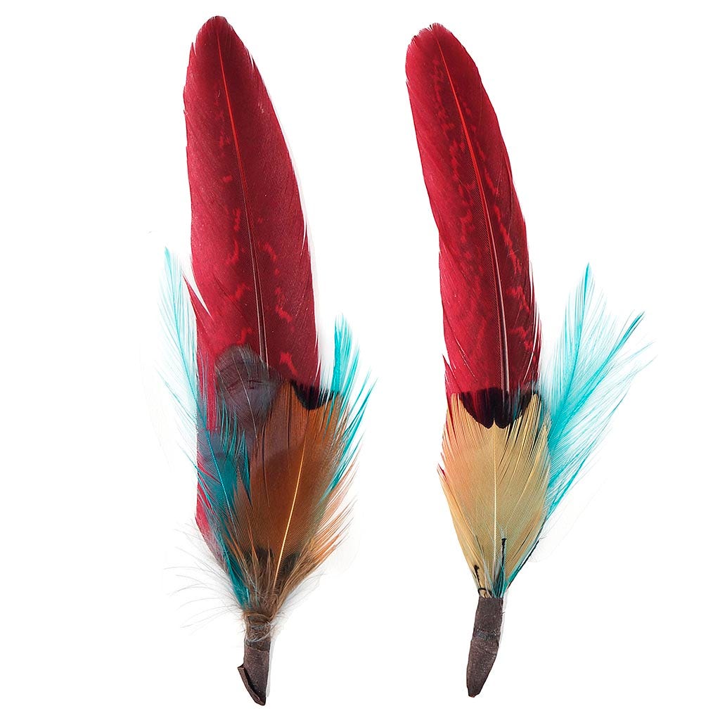 Hat Trim 4-6 inch   2PC PKG --Dark Aqua/Tango Red/Natural