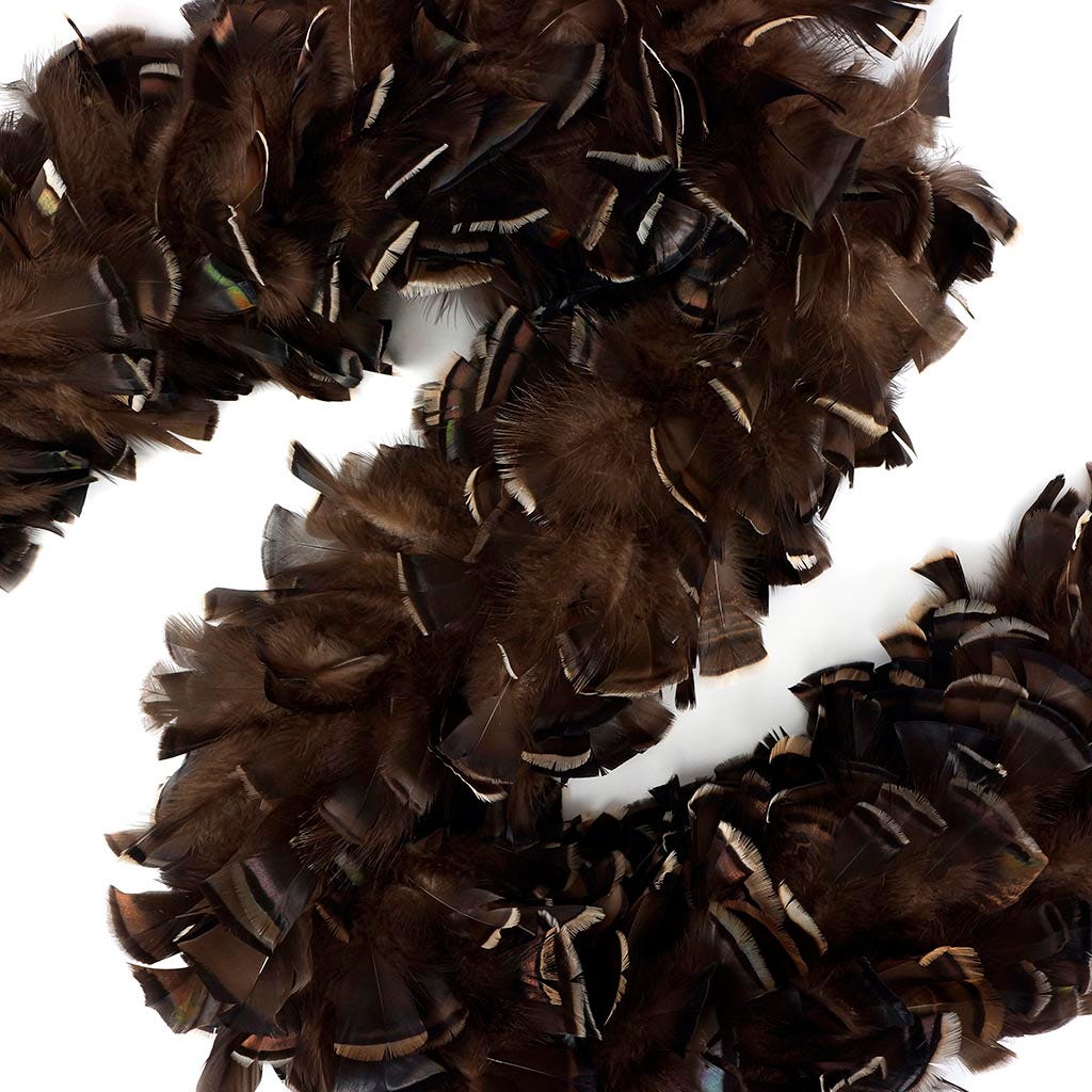 Turkey Ruff Boa Natural Bronze 8-14 inch Diameter   2yd --Natural Iridescent