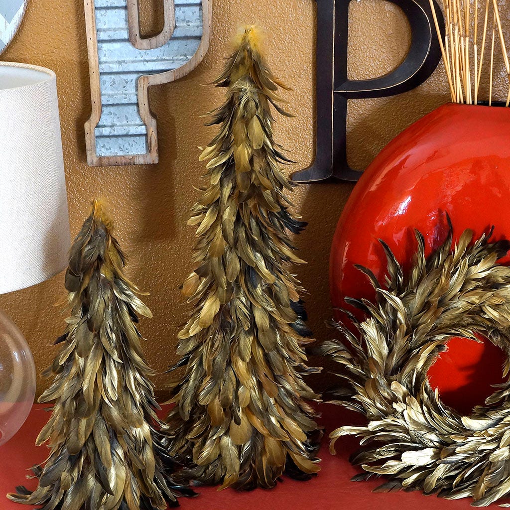 Gilded Metallic Gold Feather Tree 24 inch --Black/Gold Gilded