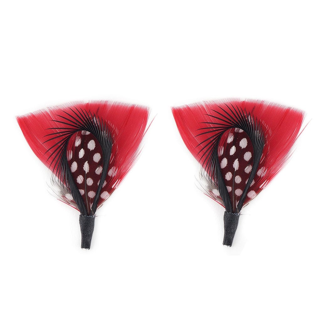 Hat Trim 2 x 3 inch   2PC PKG --Black/Natural/Red