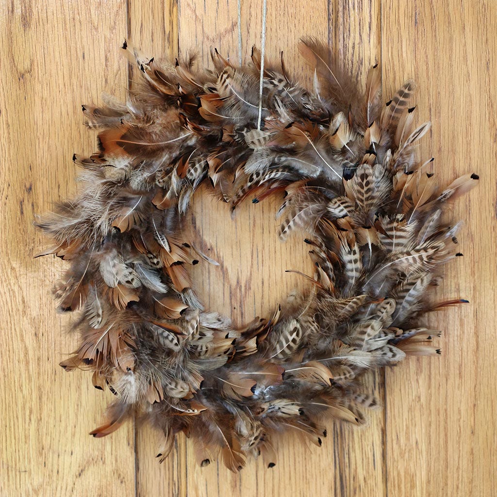 Ringneck Pheasant Wreath 11.5 inch Base   13-15 inch DIA --Natural