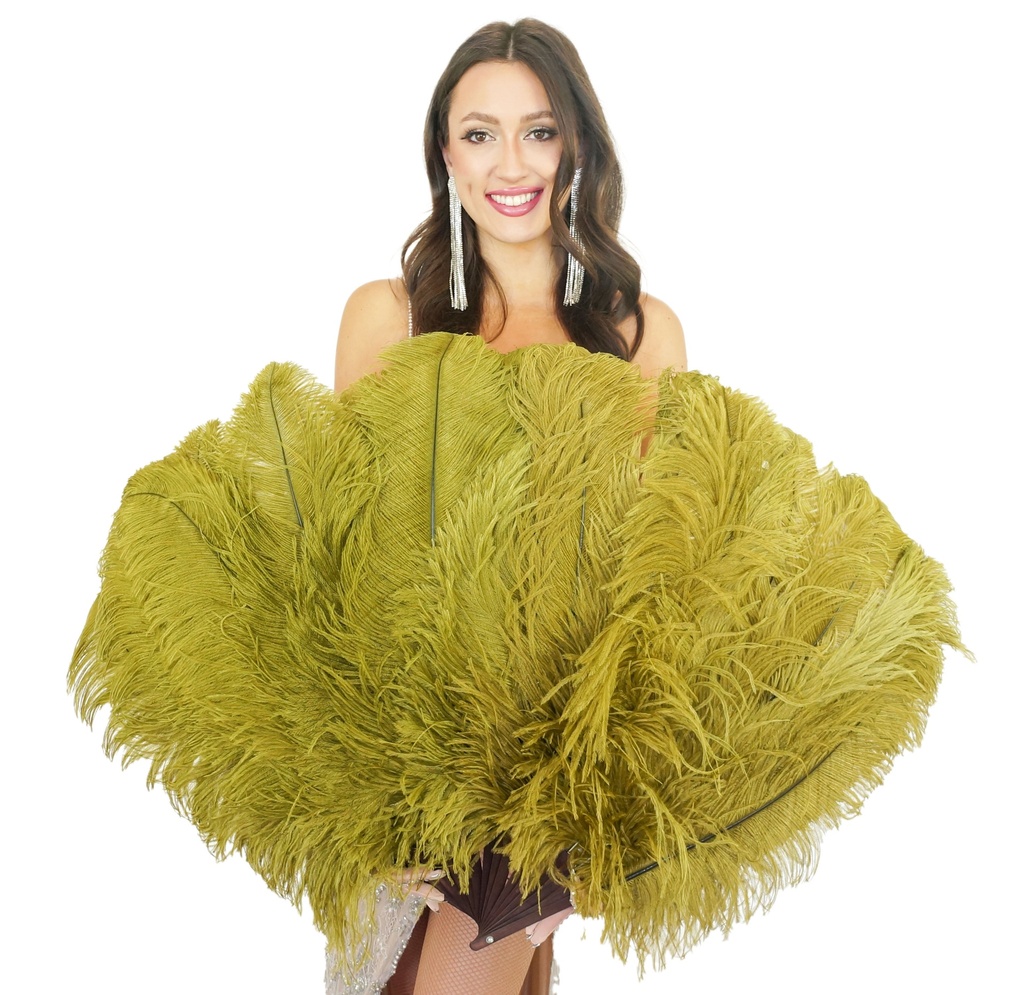 Ostrich Prime Quality Fan Right Facing 24 x 42 inch --Olive