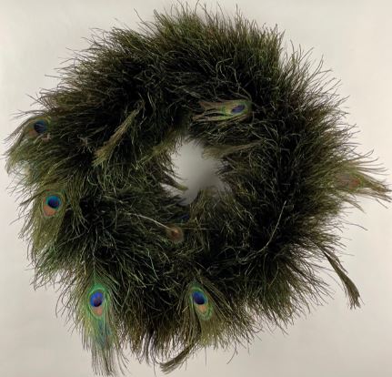 Peacock Flue Wreath On 18 inch Wire Frame 24-26 DIA --Natural