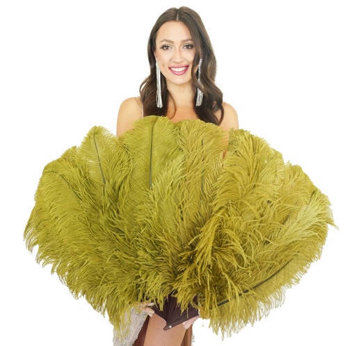 [P2--OL] Ostrich Prime Quality Fan Right Facing 24 x 42 inch --Olive