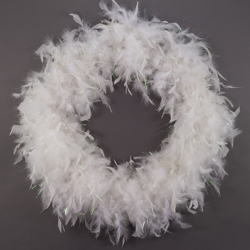 [WRC22L--W-LOP] Chandelle Wreath 18 inch Wire Frame 21-22 inch DIA --White/Opal Lurex