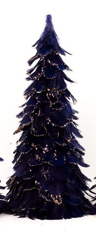 [TRGC18-2--NY-GO] Feather Tree With Glitter Tips 18 inch --Navy/Gold Glitter