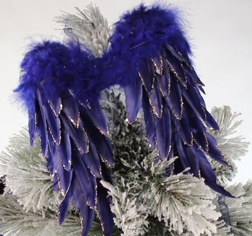 [OWING10-2--NY-GO] Angel Wing Ornament Tipped With Glitter 9 x 10 inch --Navy/Gold Glitter