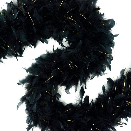 [5-SF120L--BL-LGO] Chandelle Boa Heavy Weight With Lurex 2yd --Black W/Gold Lurex