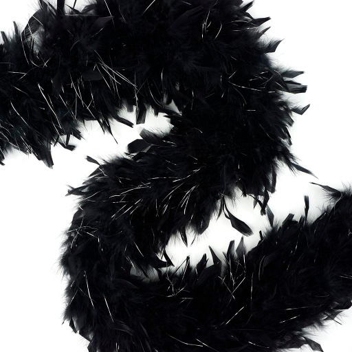[5-SF60L--BL-LS] Chandelle Boa Medium Weight With Lurex 2yd --Black W/Silver Lurex