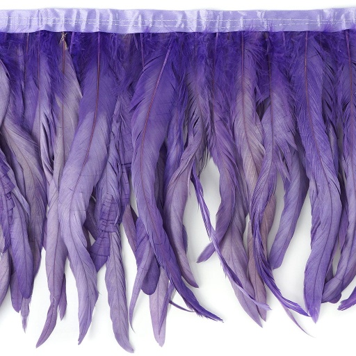 [FCQND12--FLL] Rooster Coque Fringe With Bias 10-12 inch   1yd Bolt --Fluorescent Lilac