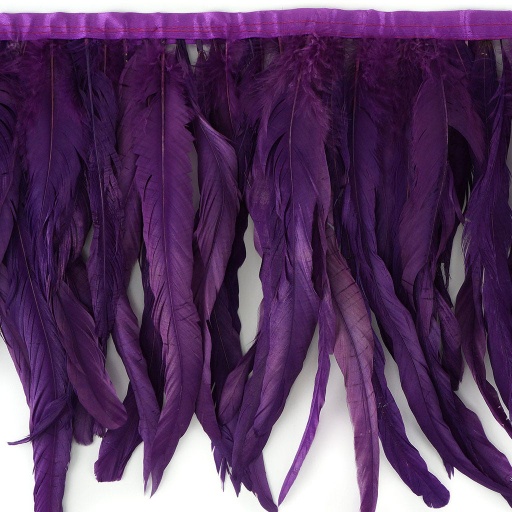 [FCQND12--PU] Rooster Coque Fringe With Bias 10-12 inch   1yd Bolt --Purple
