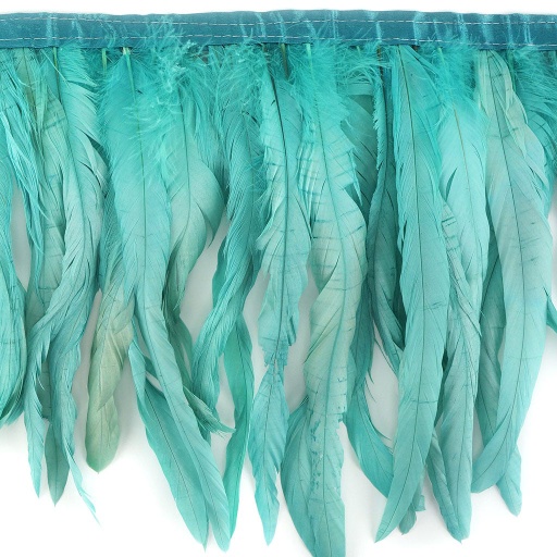 [FCQND12--SFM] Rooster Coque Fringe With Bias 10-12 inch   1yd Bolt --Seafoam