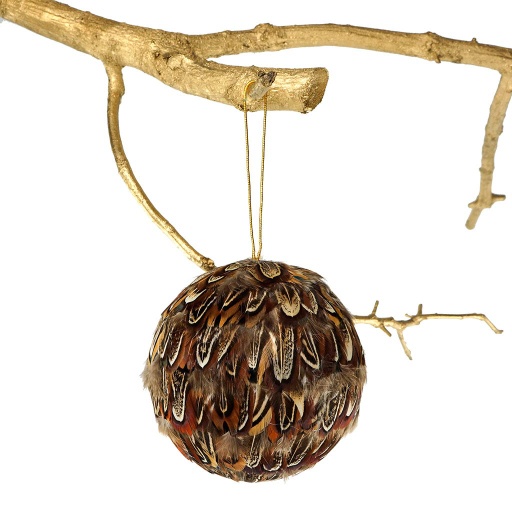 [O4A--N] Ringneck Pheasant Almond Ornament 4 inch --Natural