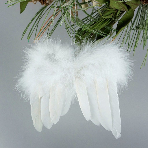 [O5CM--W] Feather Angel Ornament 5 inch --White