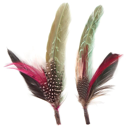 [BP5250--CHP-MT-N] Pheasant/Hackle/Guinea Hat Trim 2PC PKG --Champagne/Mint/Natural