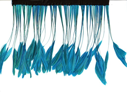 [BFCQNBD8--DKT] Rooster Stripped Coque Bleached Fringe With Bias 6-8 inch   1/4yd --Dark Turquoise