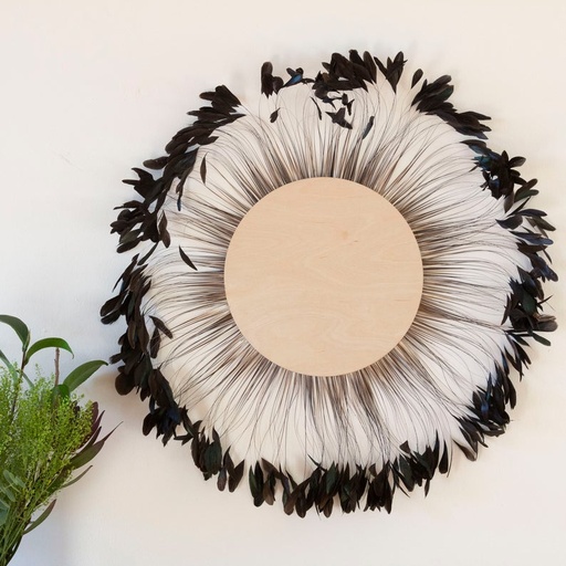 [WHD-CWDRSTB26--NAT-BRZ] Full Sun Wood & Feather Decor 26 inch DIA --Natural/Bronze