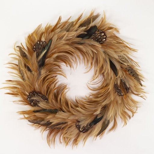 [WRHGP22--N] Ringneck Pheasant/Hackle Wreath 10.25 inch Base   16 inch DIA --Natural
